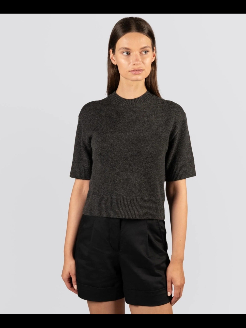 Womens Sally Cashmere Crew Black Heather